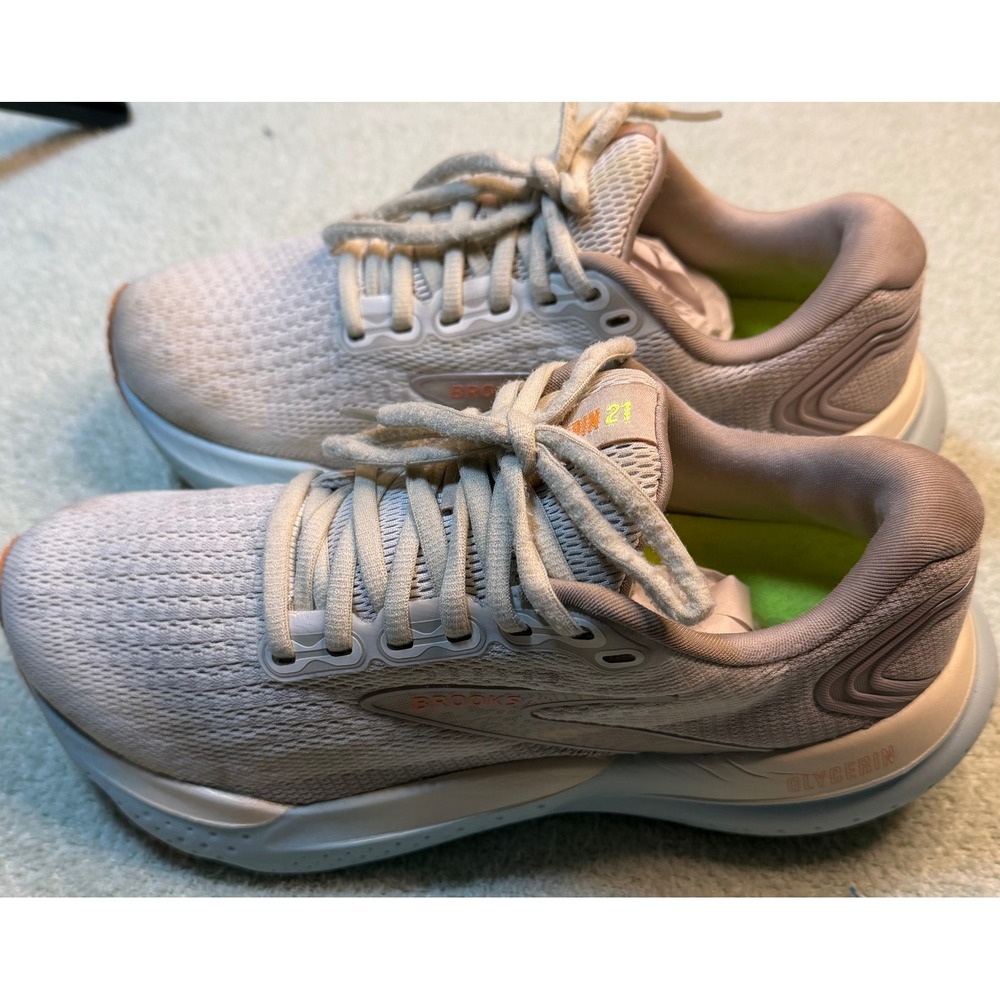 Brooks Glycerin 21 Womens Running Shoes Oyster Pink Yellow 1204081B195 Size 7